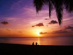 sunset on guadeloupe beach
