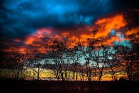 colorful Sunset Light on clouds