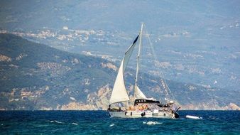 sailing boat at sea in greece