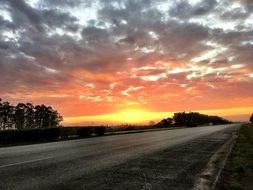 Landscape of countryside at sunset in Cuba