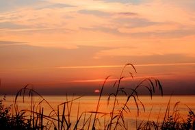 red sunset over the Baltic Sea