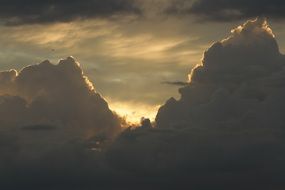gorgeous mountain-like Clouds at Evening Sky