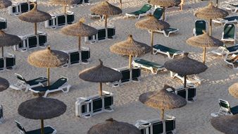 straw beach umbrellas