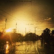 rainy sunset outside the window