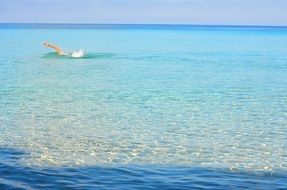 swimmer in the mirror waters of ibiza