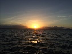 sunset on the sea horizon in thailand