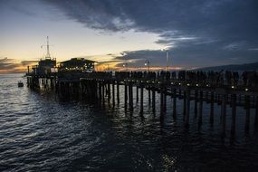 pier in santa monica at night