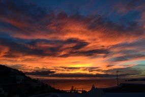 dramatic sunset in the evening sky