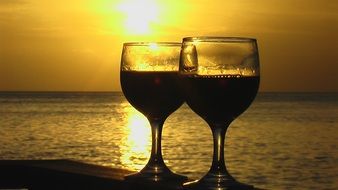 Wine at the sunset