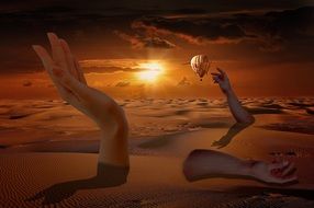Fantasy Hands Surreal drawing