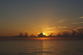 bronze sunset on the sea coast