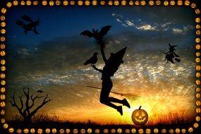 halloween silhouettes on colorful picture