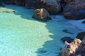 top view of ibiza rocky beach