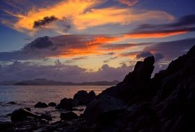 sea sunset over the rocks