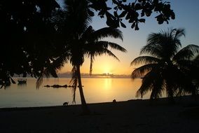 Sunset in the evening on Tahiti