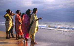 Indians on beach during holiday