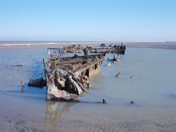 Wrecked boat on a beach