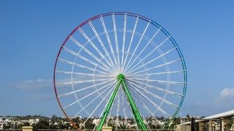 Landscape with the wheel in Luna Park on Cyprus