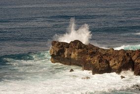 surf on the rocky coast of the Atlantic