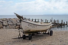 fishing boat on the shore of the Baltic Sea