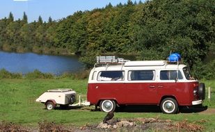 Volkswagen for travel among beautiful nature
