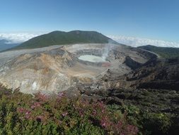 distant view of Poas volcano in central america