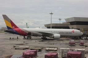 Picture of the airplane in an airport