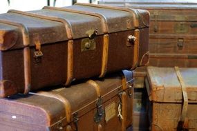 Wooden suitcases like big boxes