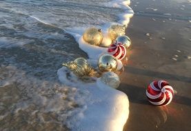 Wonderful Beach with Christmas Ornamental, colorful toys