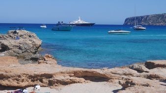 luxury yachts off the coast of Ibiza