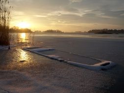 Boat in Frozen lake