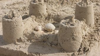 sand castle on the beach in summer