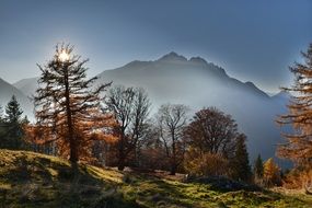 Beautiful landscpape with the fog on East Tyrol