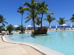 pool among palm trees in mauritius