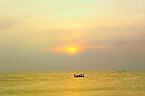 Beautiful and colorful landscape with the boat in Indonesian Lake
