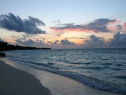 quiet empty beach in the Maldives in the evening