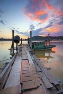 beautiful sunset on the old pier