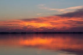 excellent Sunset over calm water, usa, maryland, chesapeake bay