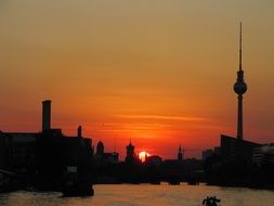 Picture of Berlin Oberbaumbrucke at the sunset