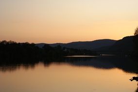 afterglow over the river during sunset