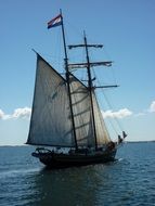 white sail boat