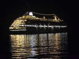 Cruise Ship Reflections on a Water at night