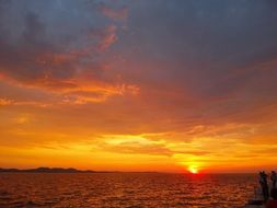 distant sunset over the Adriatic Sea