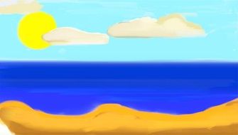 Beautiful cartoon landscape with the ocean