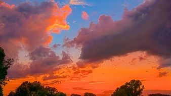 bright red sky at sunset