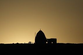 Silhouette with the mosque in Egypt