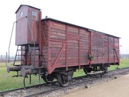 wagon of Holocaust train in Auschwitz