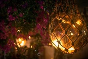 round glass lights in the garden