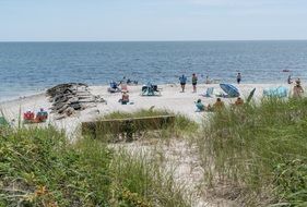 holidaymakers on Cape Cod beach