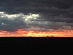 grey clouds and sunset afterglow